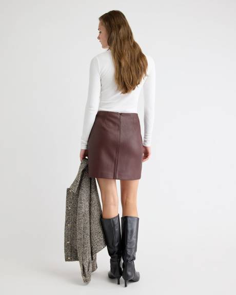 Faux Leather Mini Wrap Skirt