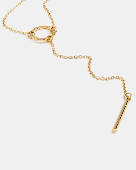 Y-Shaped Necklace with Thin Stick Pendant