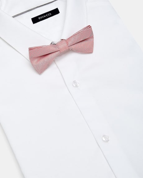 Dark Pink Bow Tie with Herringbone Print