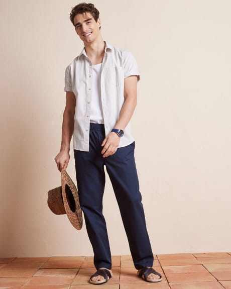 Regular-Fit Short-Sleeve Linen-Blend Shirt