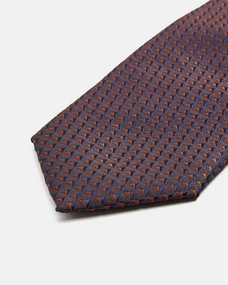 Navy Regular Tie with Micro Rust Flowers