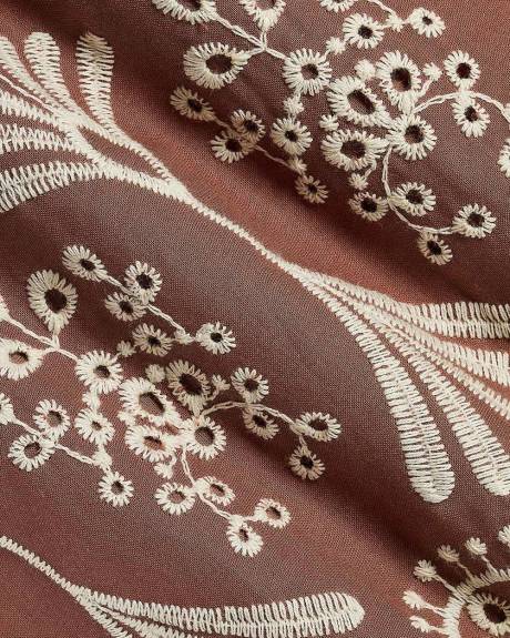 A-Line Midi Skirt with Boho Embroideries