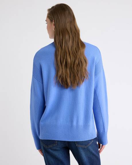 Pull Laine Mérinos à Manches Longues et Col Entonnoir