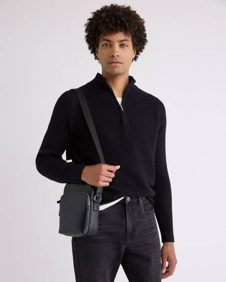 Long-Sleeve Half-Zip Mock-Neck Sweater