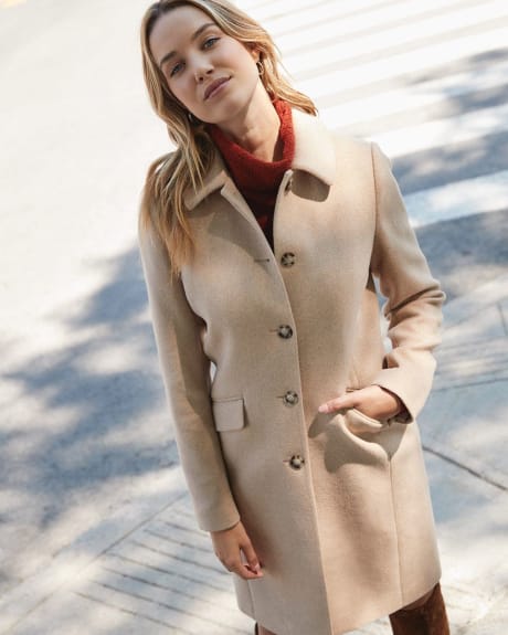 Fitted Preppy Wool Coat