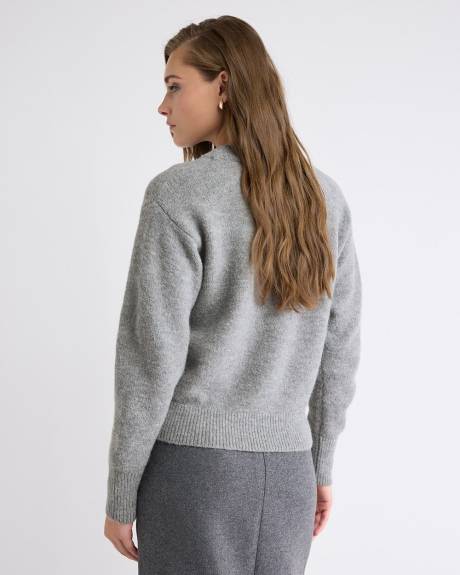 Long-Sleeve V-Neck Alpaca-Blend Sweater