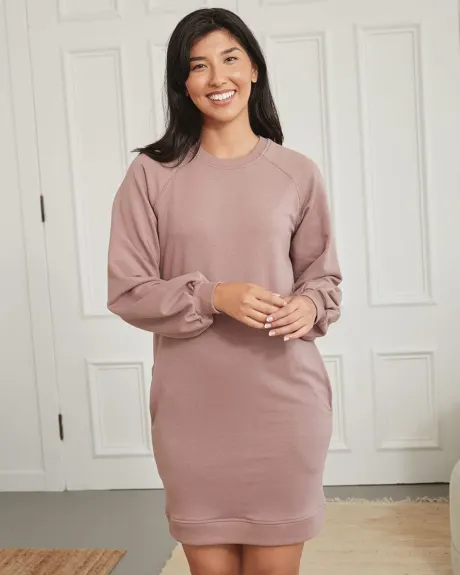 Super Soft French Terry Dress with Puffy Sleeves
