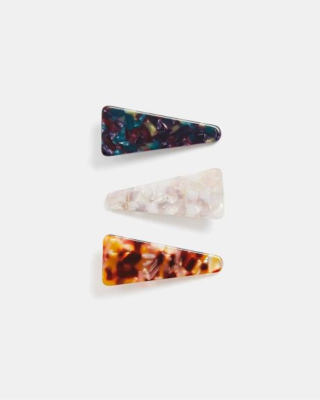 Triangle Marble Hair Clip - Set of 3