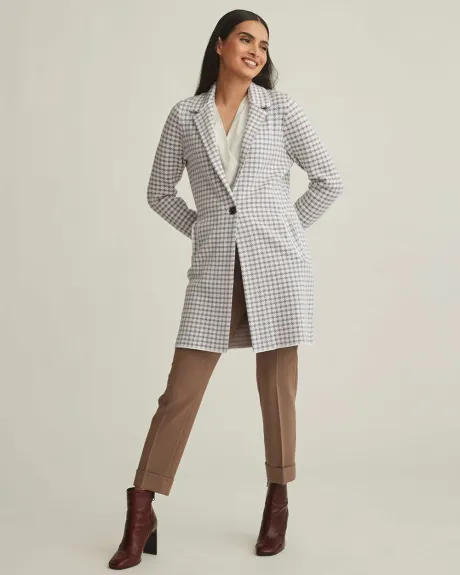 Checkered Jacquard One Button Sweater Coat
