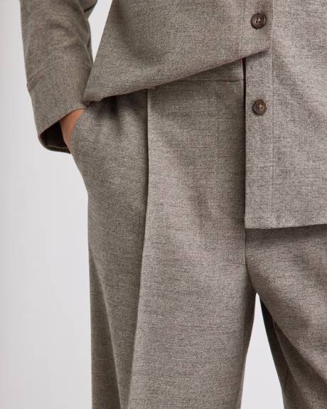 Pantalon Taupe à Taille Haute et Jambe Large