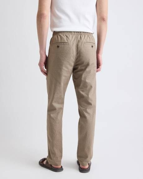 Linen-Blend Pants with Elastic Waistband and Drawstring