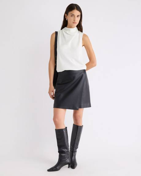 Blouse Sans Manches à Col Montant Drapé