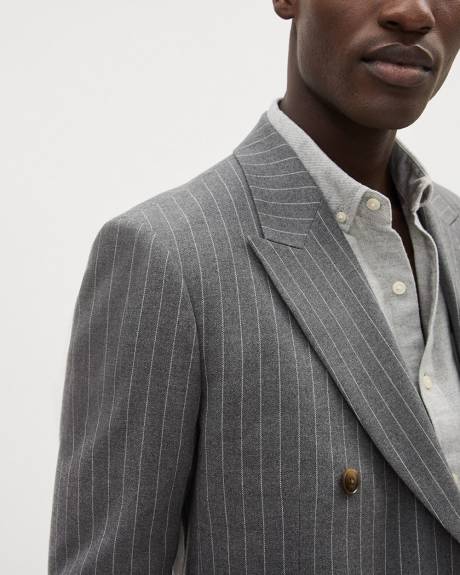Tailored-Fit Double-Breasted Striped Suit Blazer