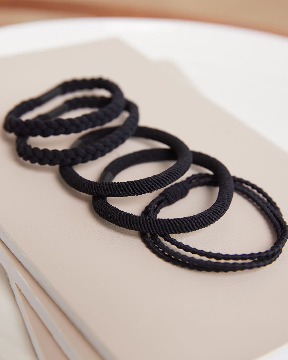 Black Textured Hair Ties, Set of 6 RW&CO.