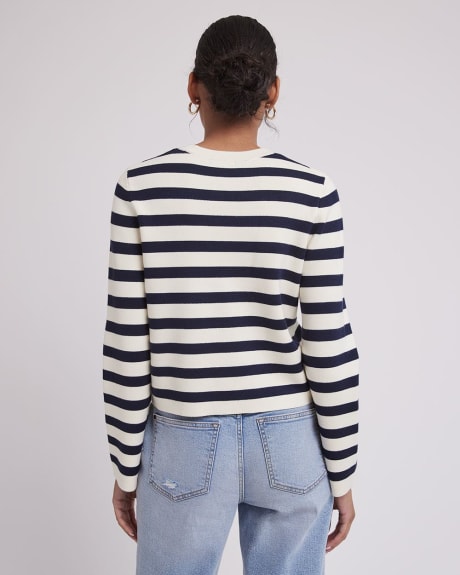 Cropped Boxy Striped Crew-Neck Sweater