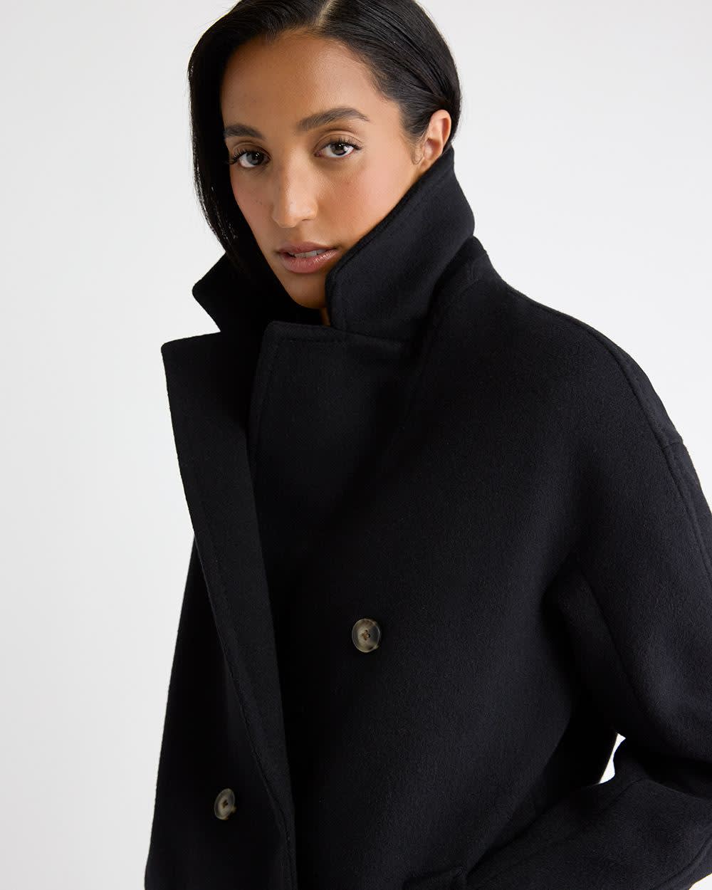 ジャケット・アウター BYBLOS DOUBLE-BREASTED MELTON WOOL COAT BLAZERS