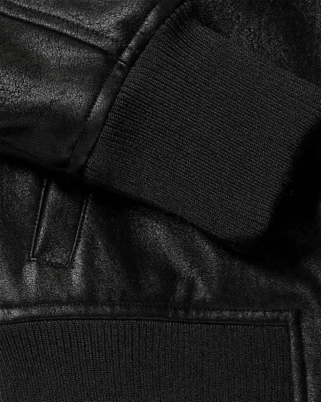 Faux Leather Bomber Jacket