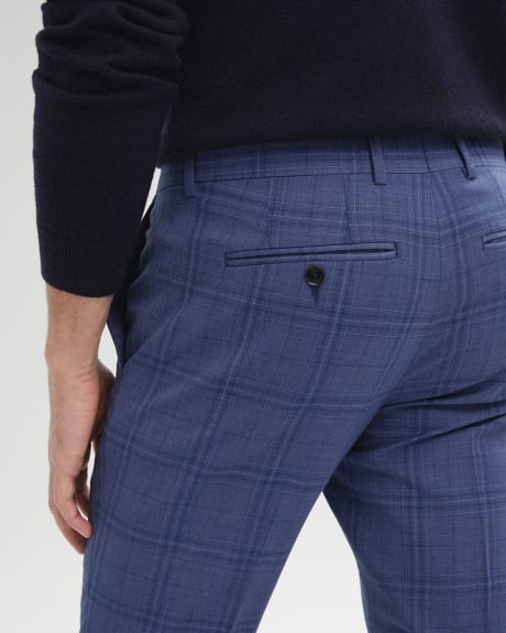 Slim Fit Blue Check Wool-Blend Traveller Pant