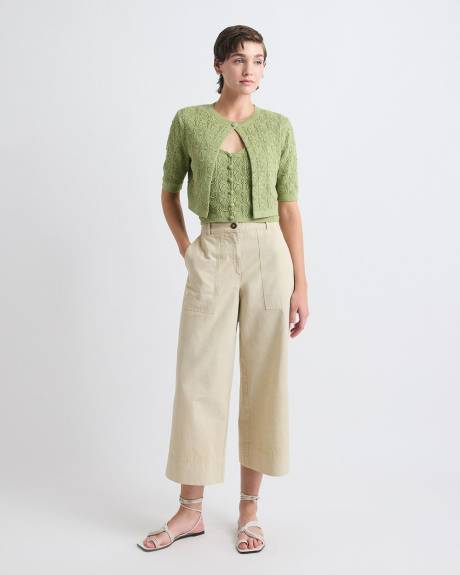 Cardigan en Mailles Crochet&eacute;es &agrave; Manches Courtes