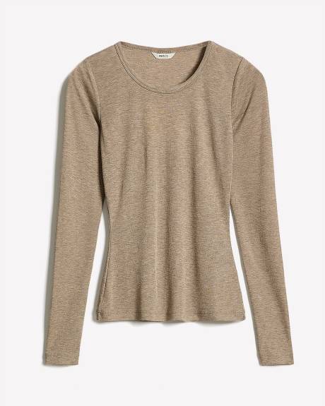 Wool-Blend Scoop-Neck Long-Sleeve Top