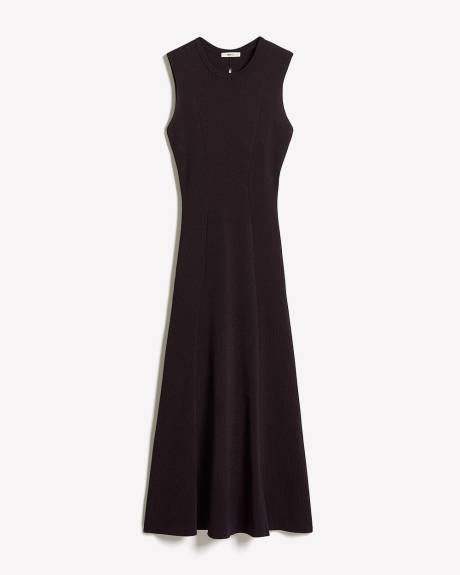 Robe Midi Sans Manches et Col Rond avec Découpes au Dos