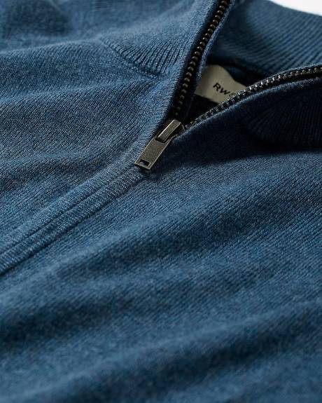 Pull à Col Montant à Demi-Zip et Manches Longues