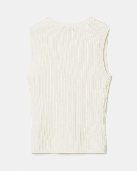 V-Neck Sleeveless Fitted Ribbed Sweater