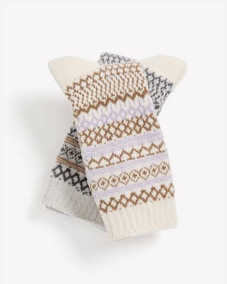 Bas Mi-Mollet Ultra-Doux à Motif Nordique