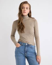 Wool-Blend High-Neck Long-Sleeve Top