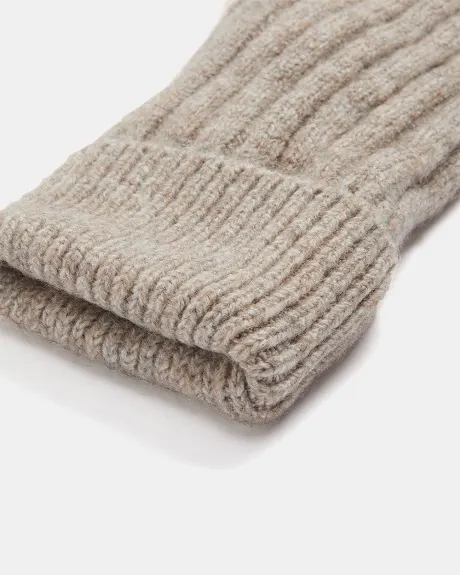 Ribbed Knit Mittens with Fleece Lining