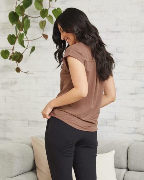 Relaxed Crew-Neck T-Shirt with Pleated Back