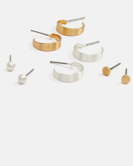 Studs and Hoop Earrings - Set of 4