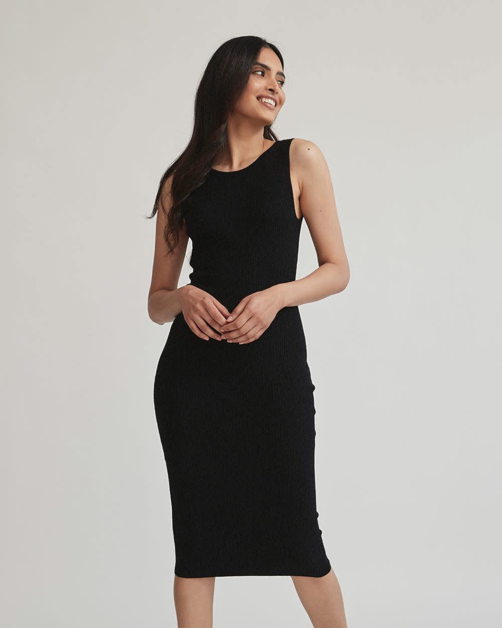 Twisted Back Ribbed HalterNeck Dress RW&CO.