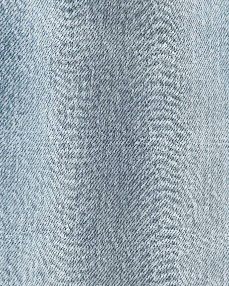 Jeans à Délavé Moyen à Taille Très Haute et Jambe Droite avec Ourlets Roulés