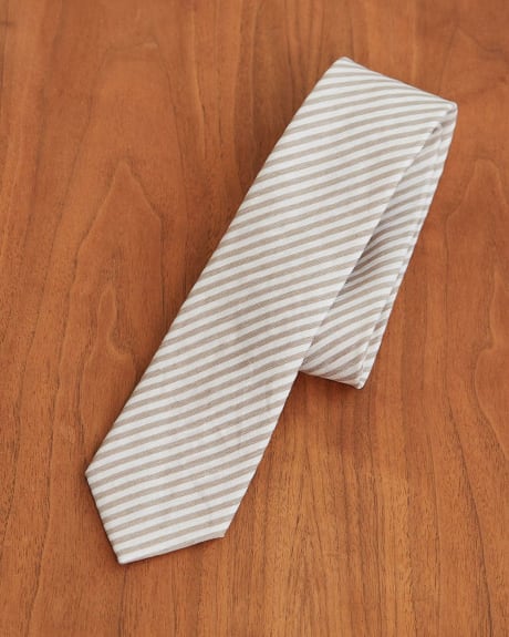 Striped Beige Regular Tie