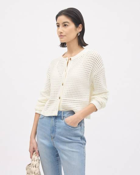 Cardigan Classique en Mailles Crochet&eacute;es &agrave; Manches Longues