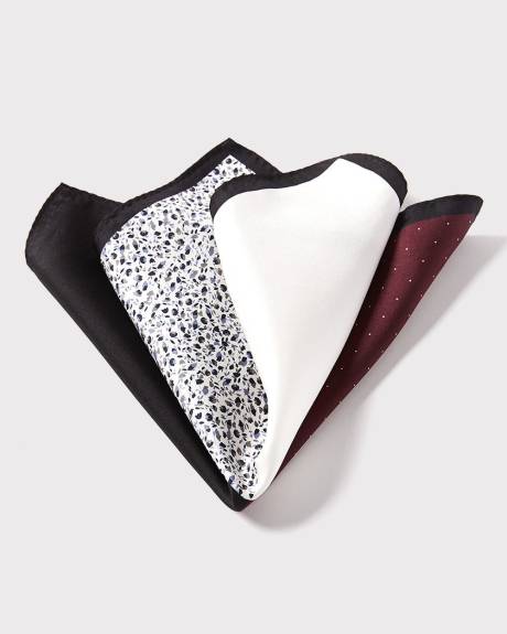 4-way Colour block pocket square with black trim