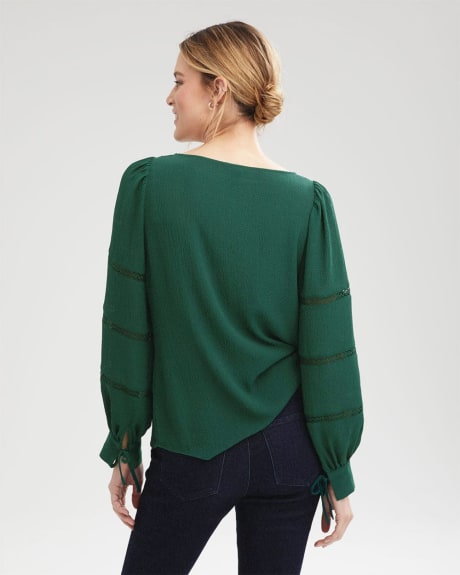 Long Sleeve Popover with Lace Tape Inserts