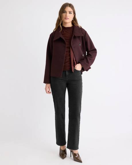 Extended-Sleeve Mock-Neck Top with Tie