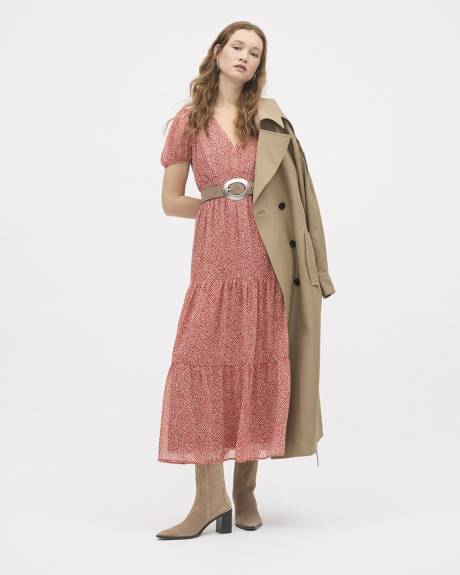 Short-Sleeve Chiffon Maxi Dress