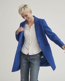 Classic One-Button Twill Coat with Patch Pockets