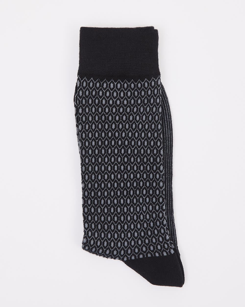 Black Socks with Geometric Pattern