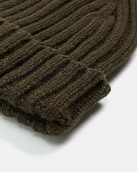 Ribbed Knit Beanie with Large Cuff