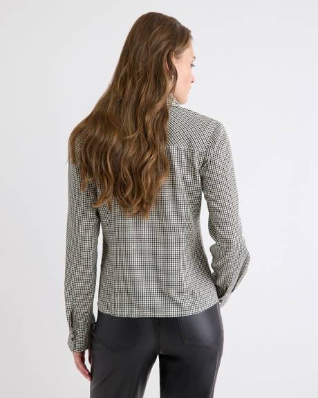 Plaid Long-Sleeve Buttoned-Down Blouse