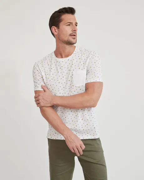 Printed Crew-Neck T-Shirt with Chest Pocket