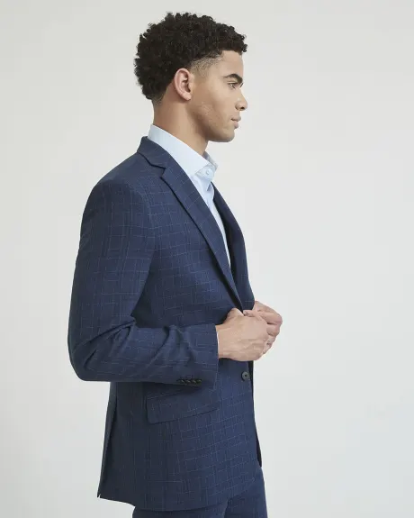 Regular Fit Stretch Blue Checkered Suit Blazer