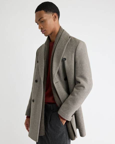 Short Double-Breasted Wool Coat