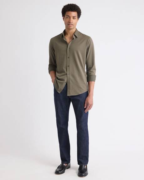 Long-Sleeve Piqué-Knit Shirt