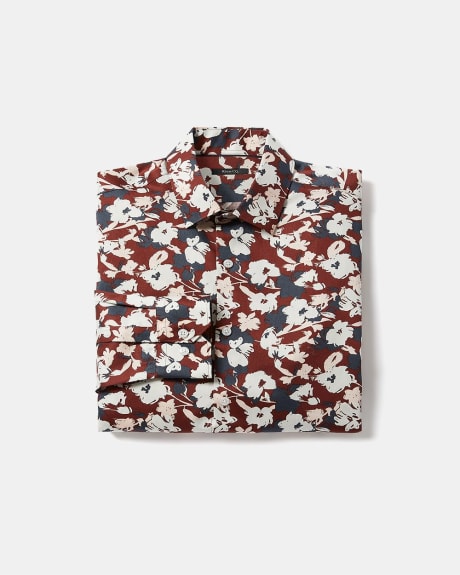 Slim Fit Dress Shirt With Bold Flower Print
