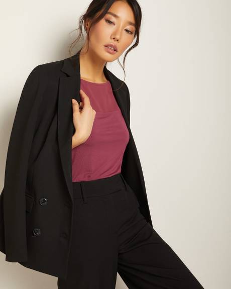 Mixed media boat-neck cami